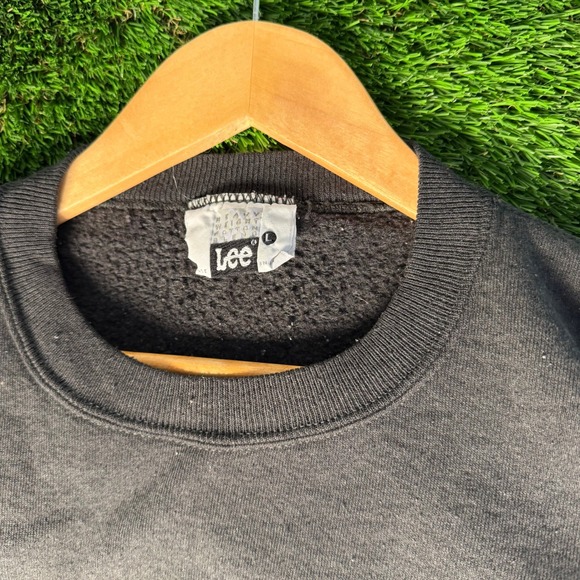 Vintage Lee Heavyweight Sweatshirt Black Crewneck Pullover Mens Large L - Picture 2 of 4